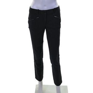 Flavio Castellani Womens Cotton Blend Mid-Rise Pants Trousers Black Size 42